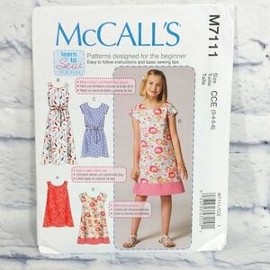 🔵BOGO FREE🔵 McCall's Sewing Pattern M7111 Girl's Dress & Belt Sz 3,4,5,6